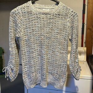 Maurices blue/orange/tan 3/4 sleeve sweater